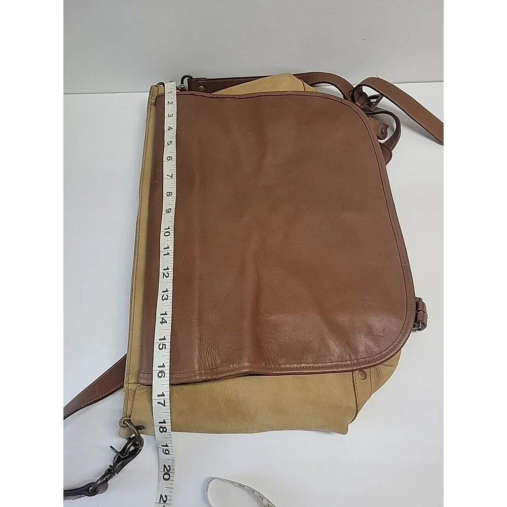 Vintage Genuin Leather Messenger‎ Bag Unisex Shoulder Strap Brown